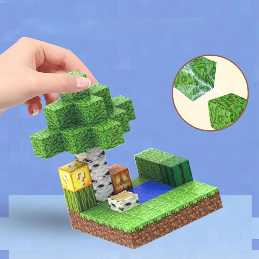 100 ชิ้น DIY บล็อกแม่เหล็กบล็อก Mini World บล็อกแม่เหล็กบล็อกแม่เหล็กปริศนาเหมืองเพชรบล็อกอาคาร