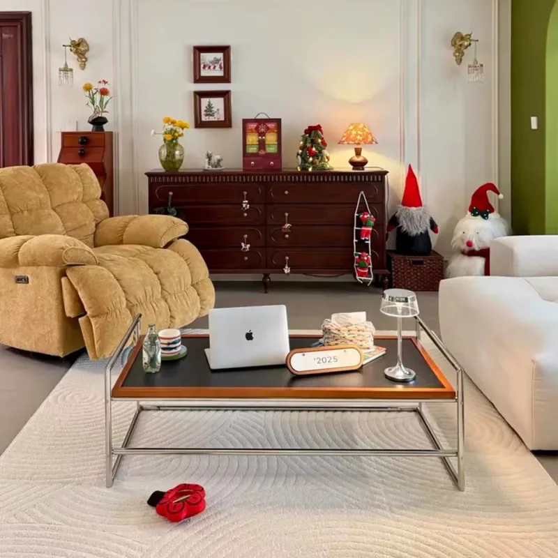 Bauhaus Style Coffee Table Minimalist Retro Stainless Steel Tea Table Desk for Living Room Home Furniture Paint Free Designer