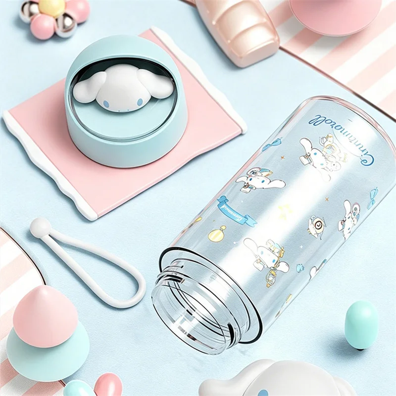 X&W Kawaii Sanrio Hello Kitty Black Rice Doll Cartoon Transparent Cup Summer Cold Drink Cup Outdoor Office Plastic Water Bottle view 3