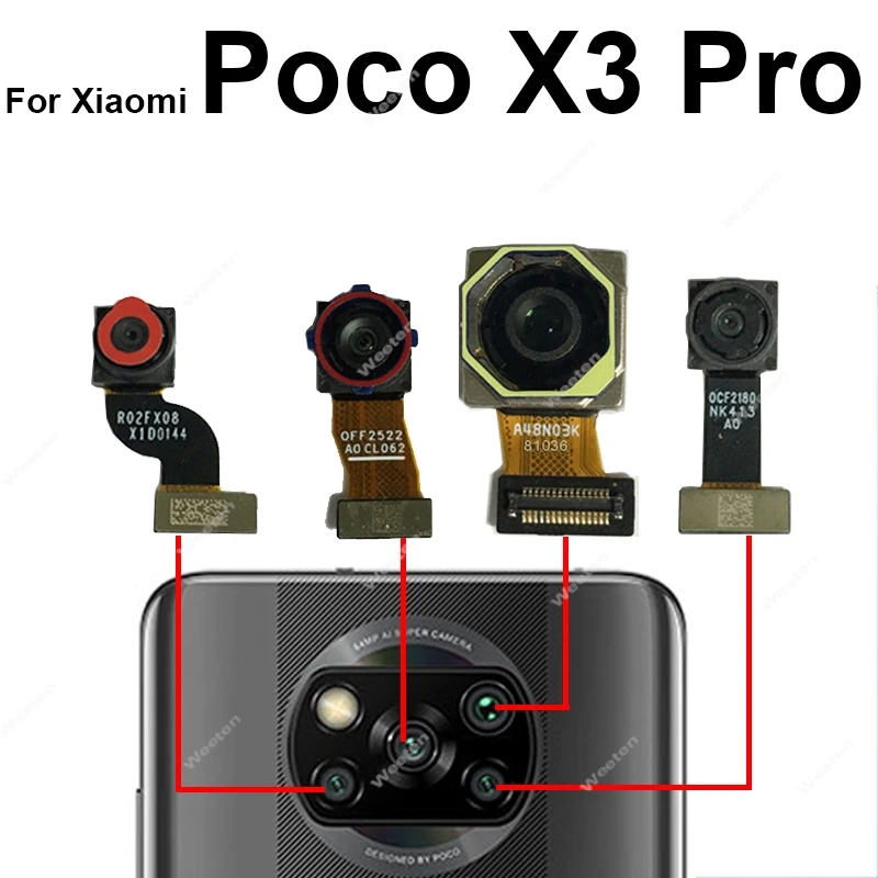 Front Rear Camera For Xiaomi Poco X3 Pro X3 NFC Main Back Front Samll Facing Camera Flex Cable Parts