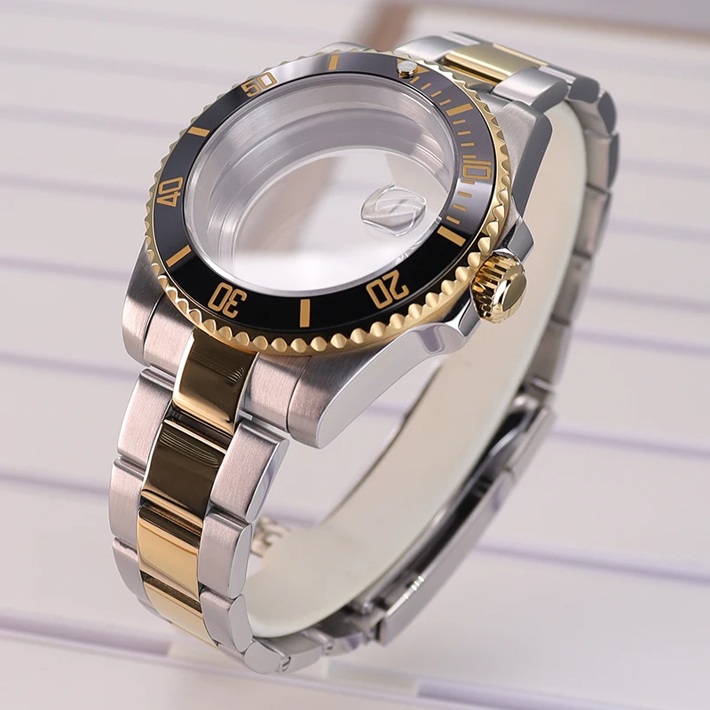 Silber- und Goldfarbenes 20mm Edelstahlarmband, 40mm Uhrengehäuse für Seiko NH35 NH34 NH36/38 Eta 2824 Miyota 8215 Uhrwerk 28,5mm GMT – Detail 10