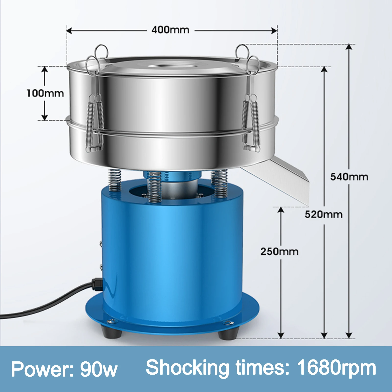 Elektrische Rvs Zeefmachine Poeder Vibrerende Zeefmachine Lab Zeef Shaker Trilscherm 40 Cm X 10 Cm