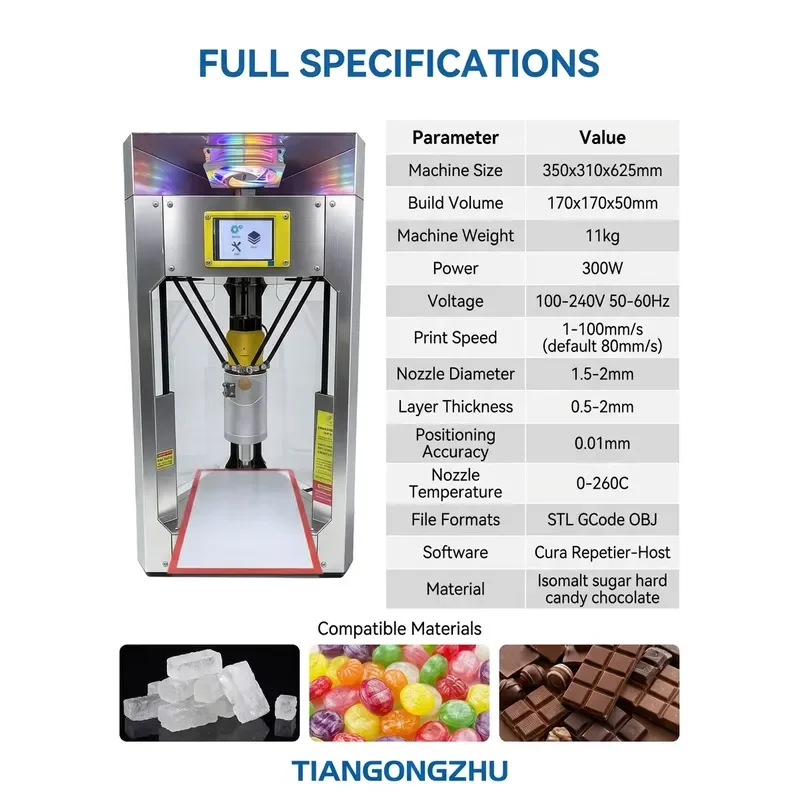 CE Certificate Sugar Art 3D Printer Machine TH3D-170 Custom Pattern Candy Printing for Street Food Vendor Night Market Stall