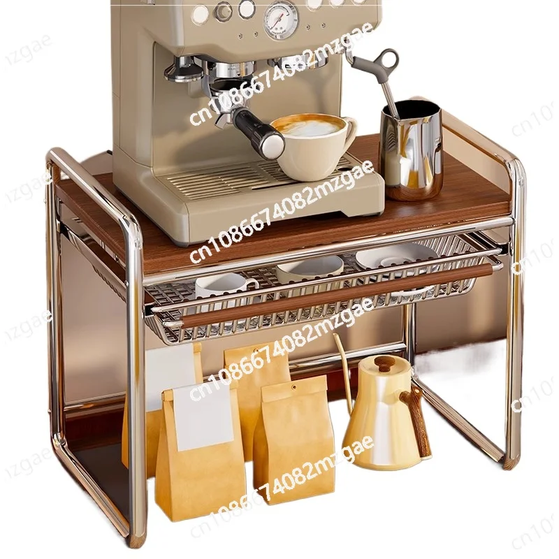 

Подстаканник, столешница, приподнятая полка для хранения под кофемашиной, можно вытянуть.