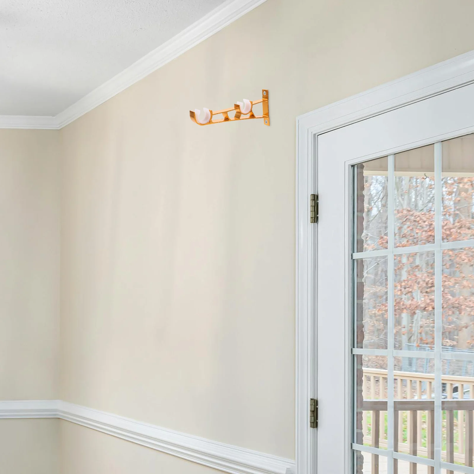 

1 Pair Double Curtain Rod Holders Wall Mount Brackets Sturdy Support Easy Installation Modern Design For Roman Rods Decorative