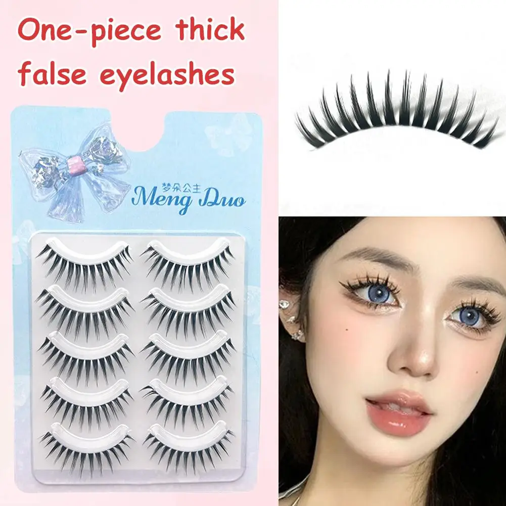 Extensión de pestañas postizas para mujer, 5 pares, pestañas de visón 3D, pestañas naturales, pestañas postizas, pestañas de maquillaje, pestañas de gato falsas, mitad P5Q9