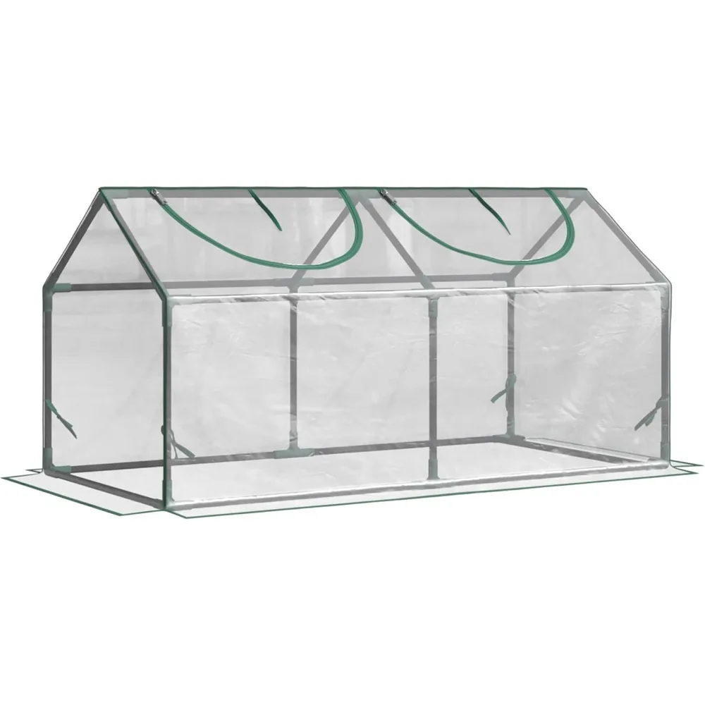 

Outsunny 4' x 2' x 2' Portable Mini Greenhouse, Small Green House with PVC Cover, Roll-up Zippered Windows for Indoor, Outdoor G