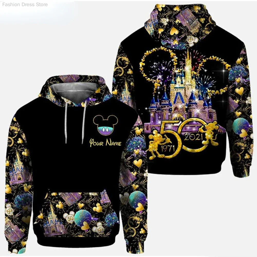 

2024 Disney Magic Kingdom 50th Anniversary 3D Hoodie Fashion and Leisure 3D Hoodie For Men Women Zip Hoodies