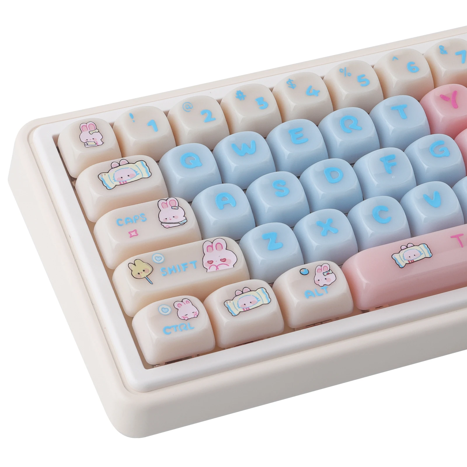 

PC keycaps 140 keys MOA Profile Milk Candy Rabbit KeyCaps Milky white and transparent Materials Dye-Sublimated For Keyboard