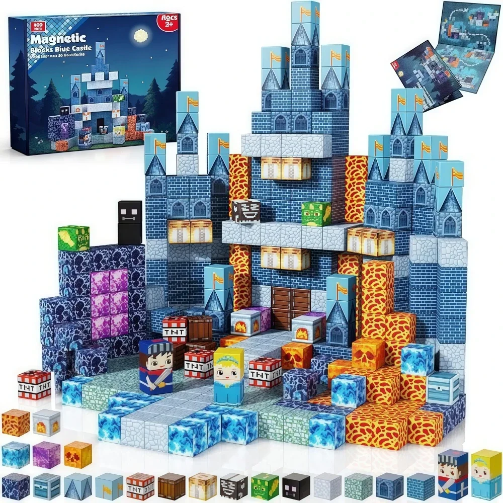 

Blue Castle Building Blocks Set 2025 Creative Magnetic STEM Educational Toys ABS Material for Kids Ideal Birthday Gifts
