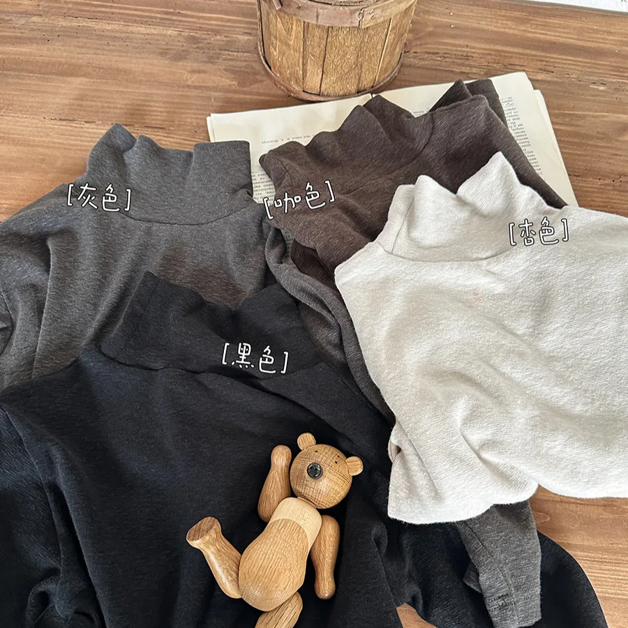 

2025 Children's Autumn New Semi-turtleneck Bottoming Shirt Solid Color Top