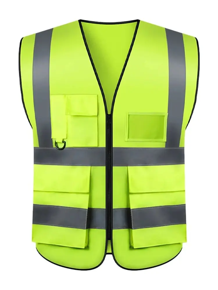 Sicherheitsweste, individuelles Logo, Klasse 2, Warnweste mit 5 Taschen, Bau-Sicherheits-Arbeitsweste, ANSI/ISEA-Standards