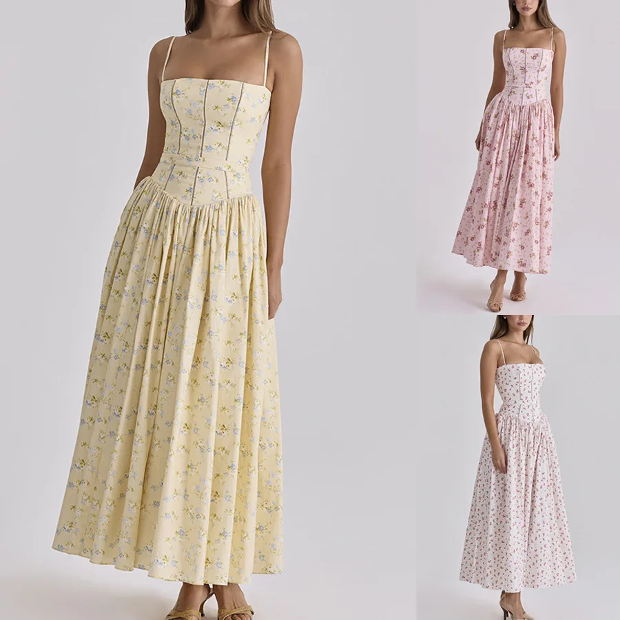 

Printed Dress Women Spring Summer Zip Up Cami Dresses Sleeveless Slip Dress Beach Vacation Sundress Outfit Clothes