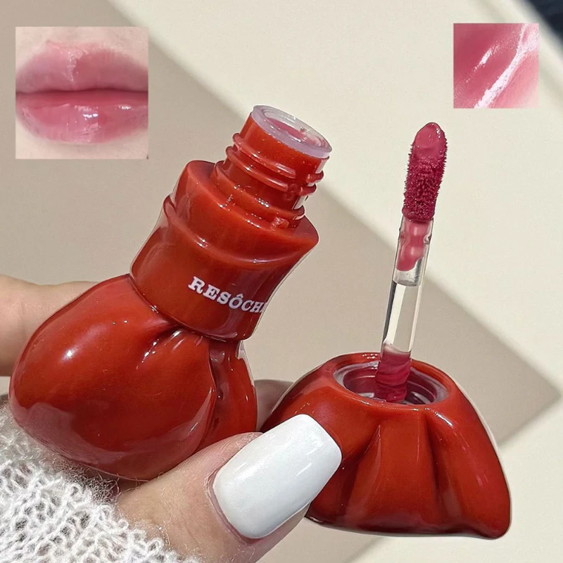 Sweet Style Water Gloss Mirror Lip Gloss Lovely Bow Shape Long-lasting Women Autumn Winter Moisturizing Non Drying Lip Makeup