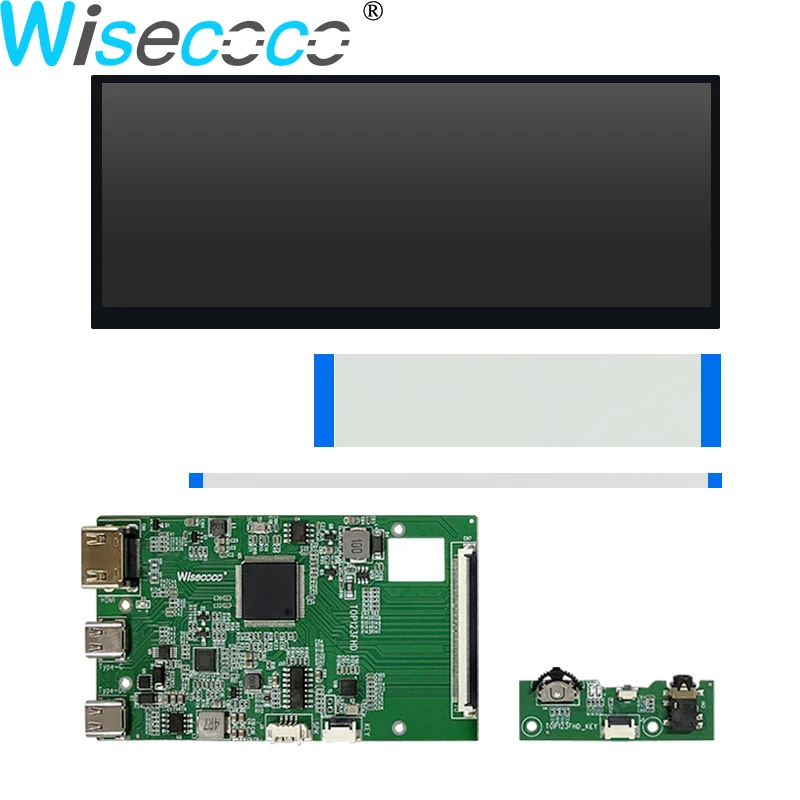 Wisecoco 12,3-дюймовый ультратонкий сенсорный дисплей 1920x720 IPS растянутый экран Raspberry Pi с цифровой вывеской, плата драйвера USB-C