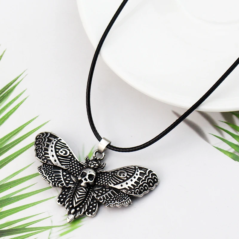 الموت العثة قلادة خمر قلادة السكر الجمجمة القوطية فراشة روك الهيب هوب النساء الرجال مجوهرات فريدة اكسسوارات هدية الهالوين #3