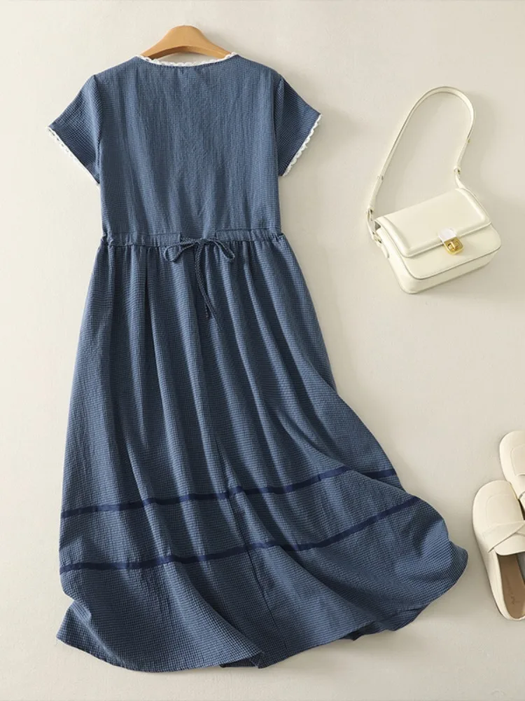 Ele puro algodão floral guarnição splice dr feminino verão emagrecimento a linha guarda-chuva saia ort sve casual dr