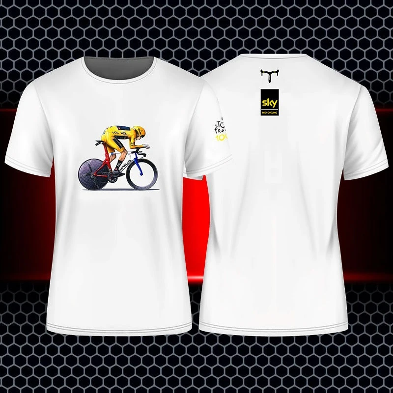 Camiseta de Ciclismo de Algodón Puro del Equipo Tour de Francia, Ropa de Ciclismo Personalizada, Camiseta de Tela para Hombre y Mujer