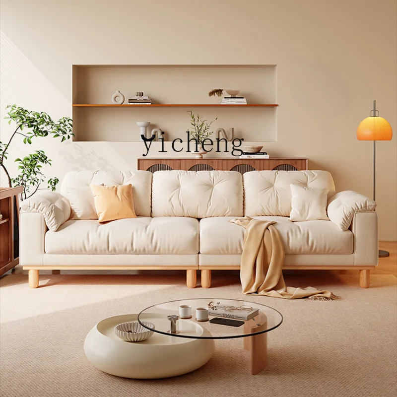 

ZF Log Cream Fengyunduo Sofa Simple Modern Living Room Solid Wood Base High Leg Sofa