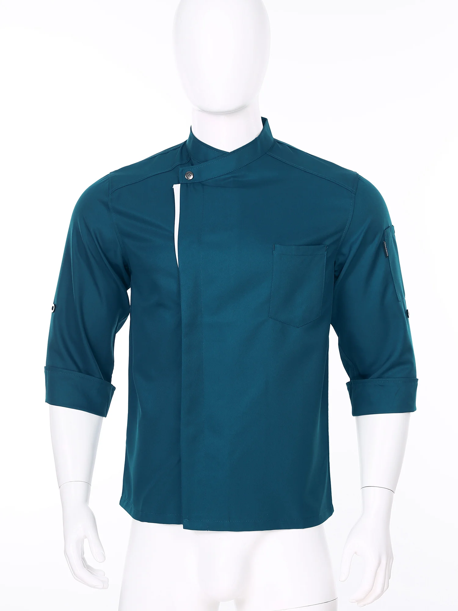 Men Women Hotel Restaurant Kitchen Work Uniform Shirts Cooking Contrasting Stand Collar Long Sleeve Double-Breasted Chef Jacket