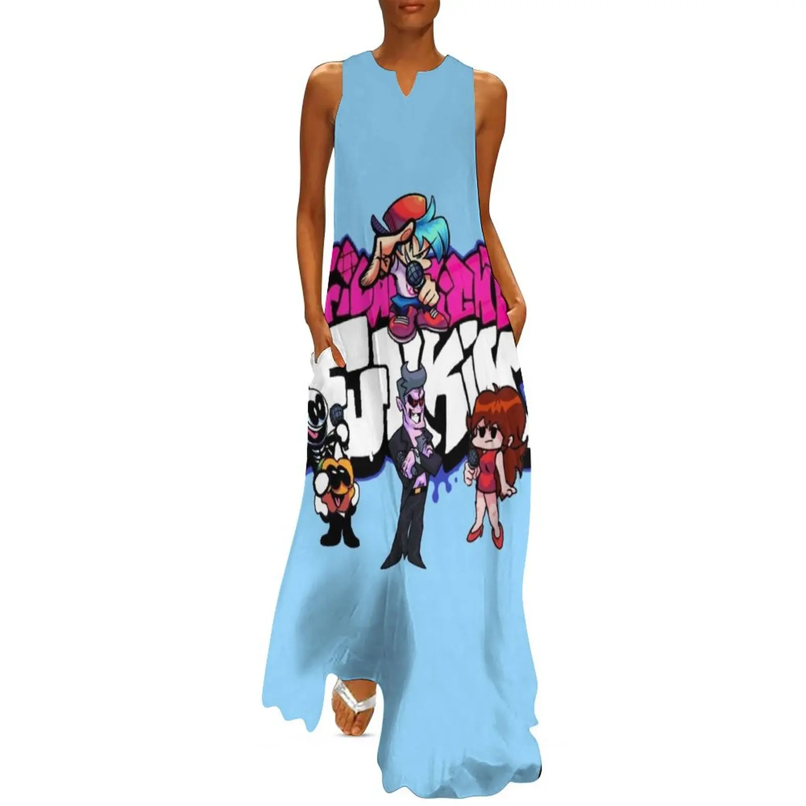 

friday night funkin-music,videogame colorful design-Friday Night Funkin Birthday Long Dress elegant and pretty women's dresses