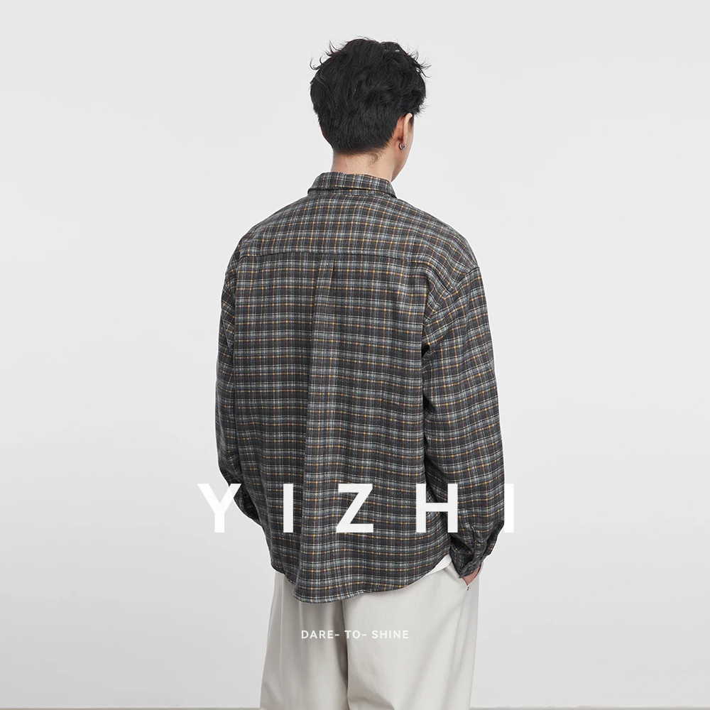 Fashion Men's Flannel Plaid Long Sleeve Shirt 2025 Spring and Autumn New Retro Trend Lapel Shirt Jacket Men's Jacket