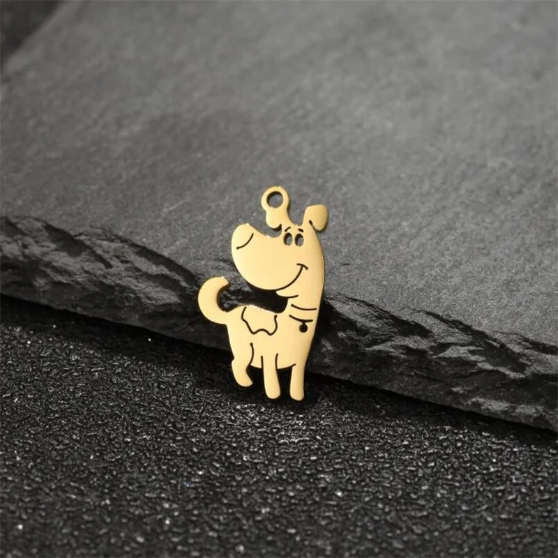 5Pcs/Lot Stainless Steel Cute Dachshund Charms For Jewelry Making Pet Dog Cat Pendant Heart Necklace Charm Diy Girl Trinket