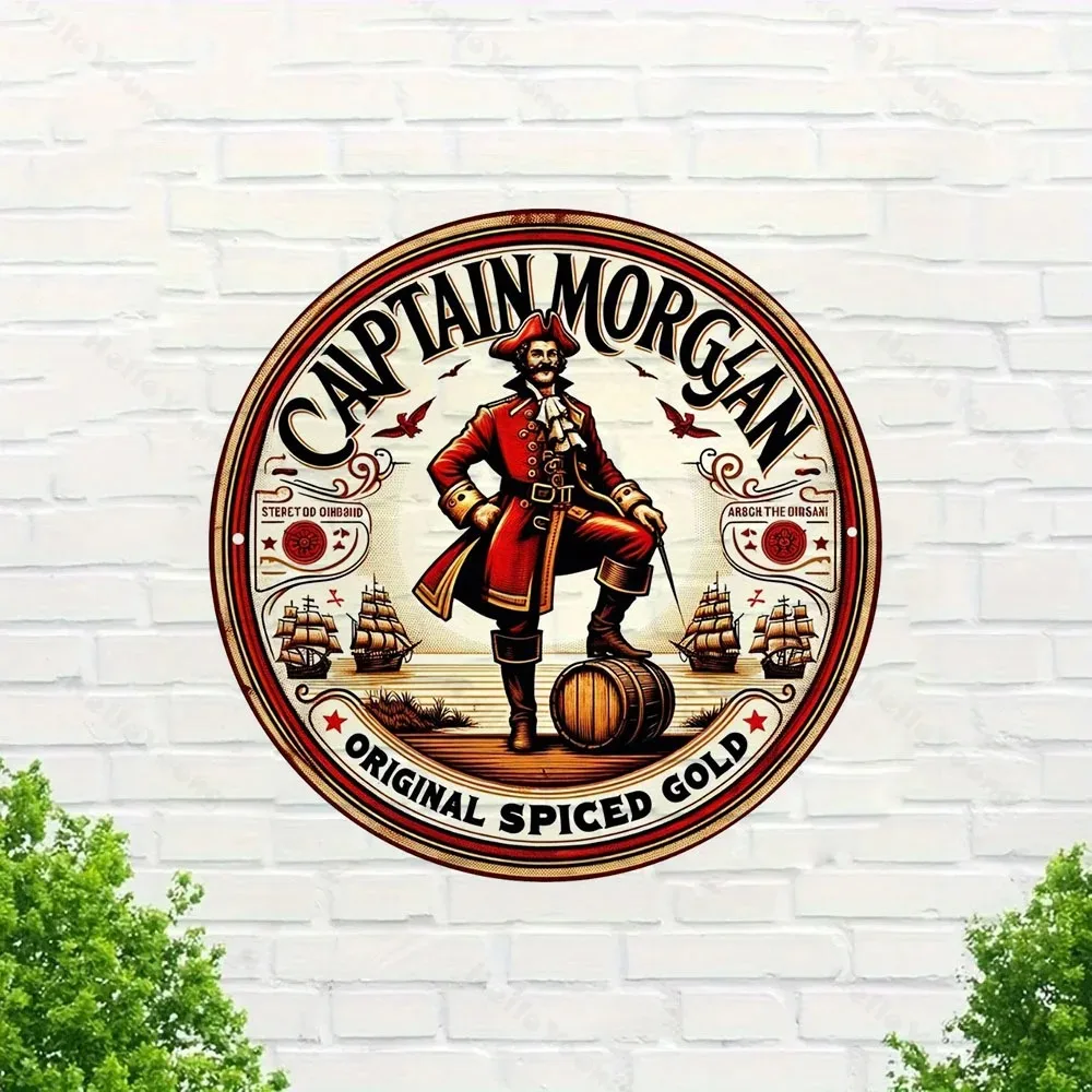 Captain Morgan Spiced Gold Aluminum Wall Decor 8x8 Inch Patio Game Room Unique Artwork