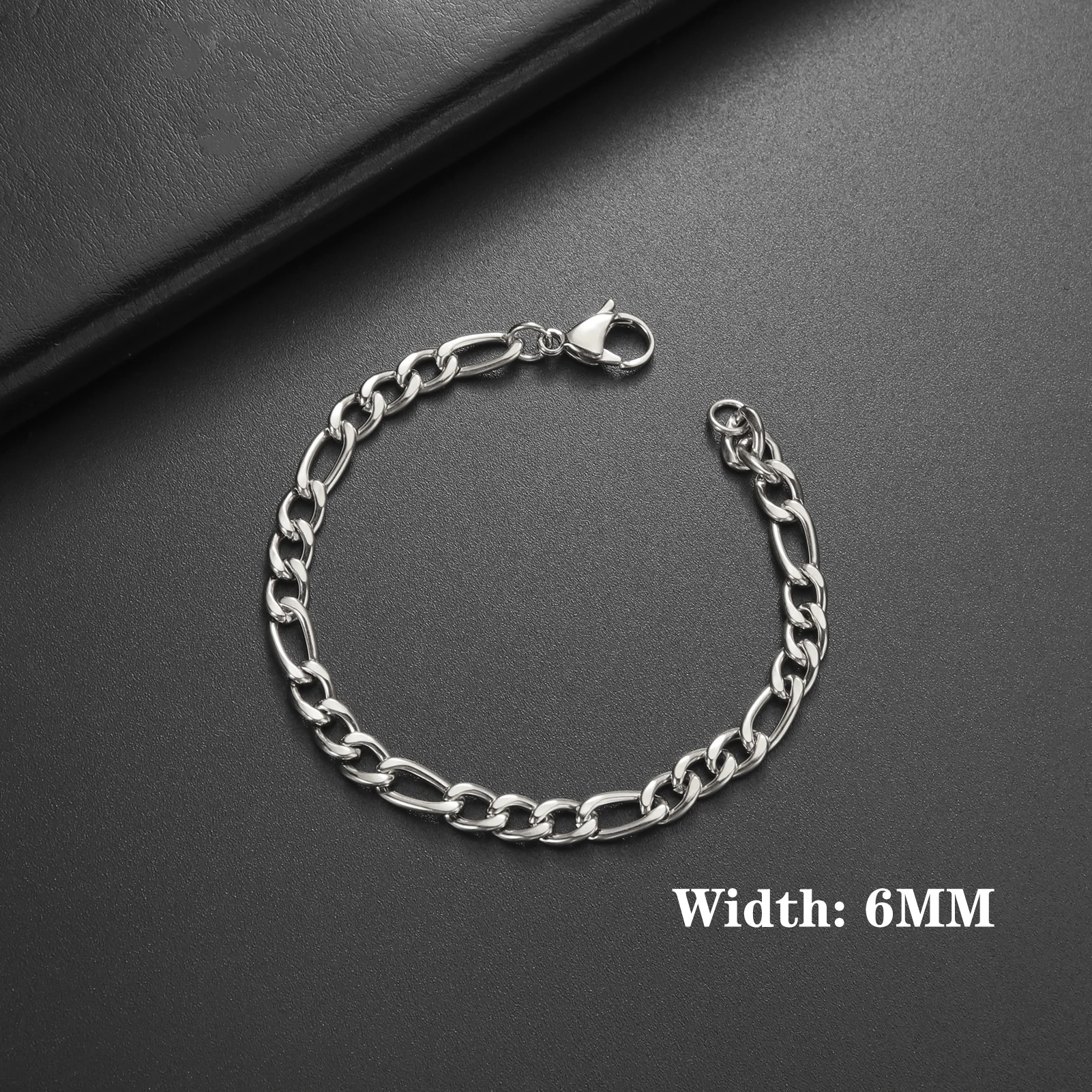 Lucktune Figaro-Kettenarmband für Männer und Frauen, Edelstahl, Breite 3–10 mm, Armbänder, Punk-Schmuck, Paar-Geschenk, Pulsera Hombre, Neu – Detail 18