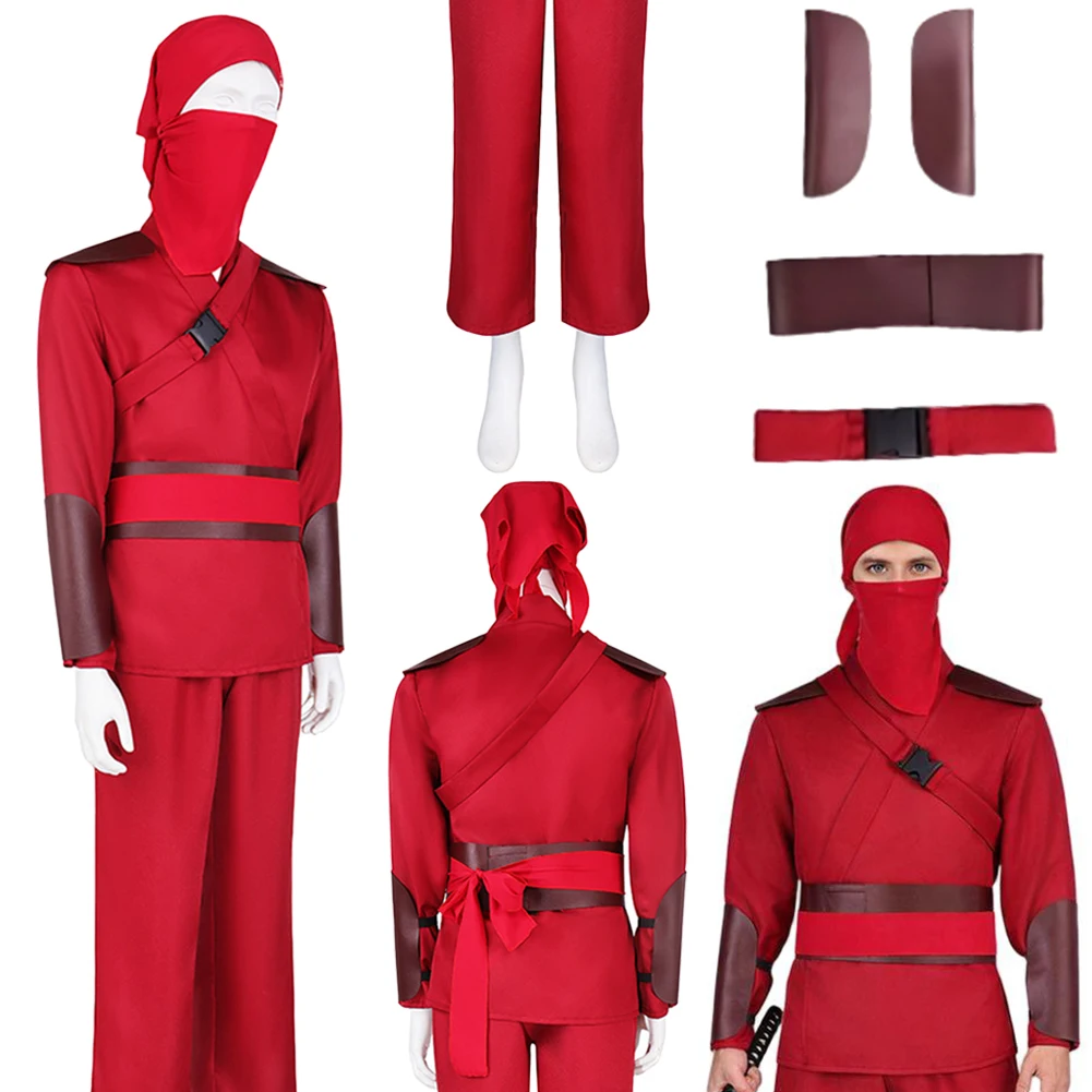 

Fantasia 2026 Movie New Day Red Ninja Cosplay Fightting Suits Men Disfraz Costume Male Fantasy Halloween Carnival Party Clothes