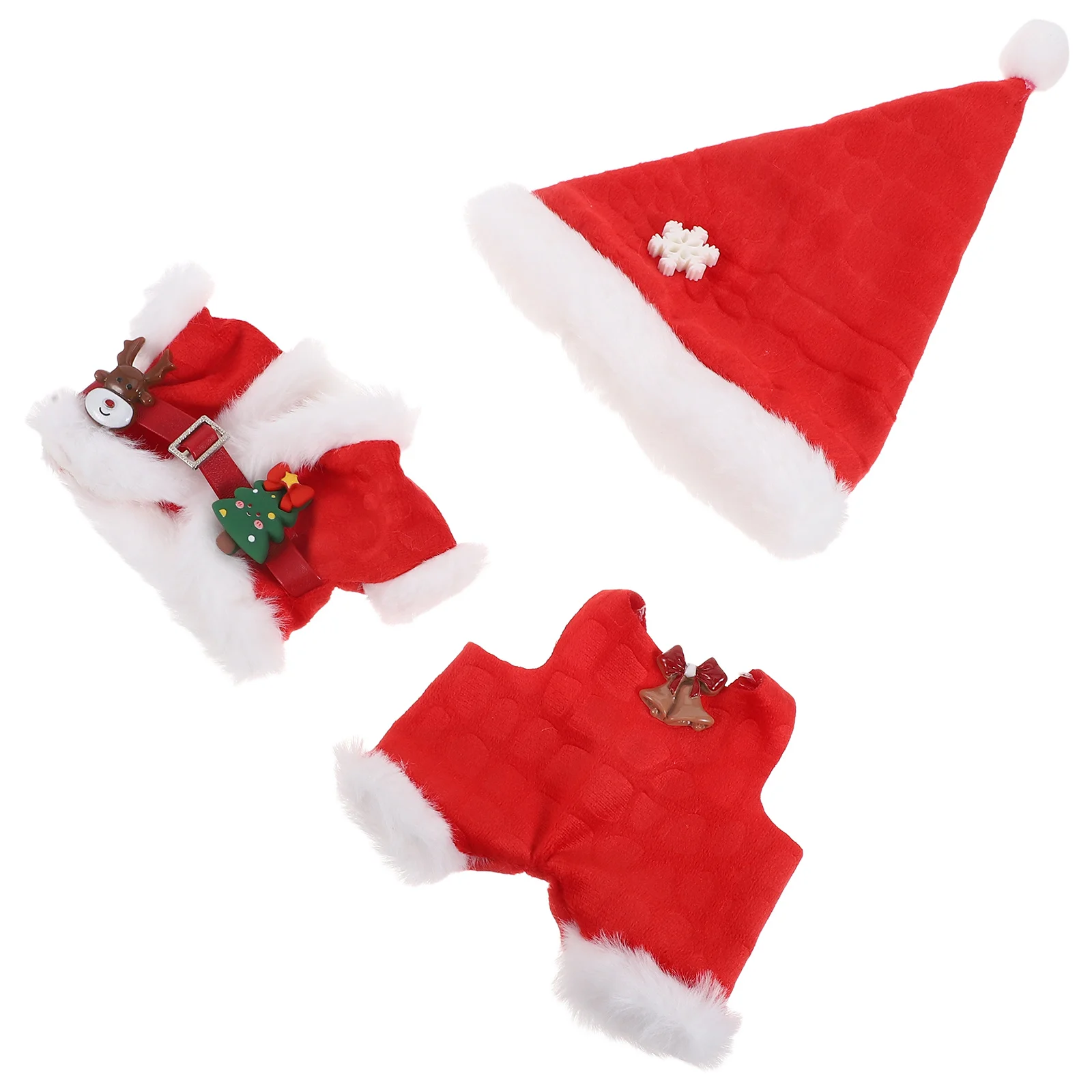 ラビュブ1、2、3用サンタ衣装1セット、赤と緑のクリスマスドレス、ニットトップハット、パンツ、ホリデーコスチュームプレイアクセサリー