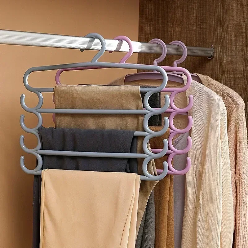 1/2/3pcs Pants Rack Multifunctional Household Saving Space Multi Layer Trousers Hanger Pants Closet Color Clothes Peg 5 Layers