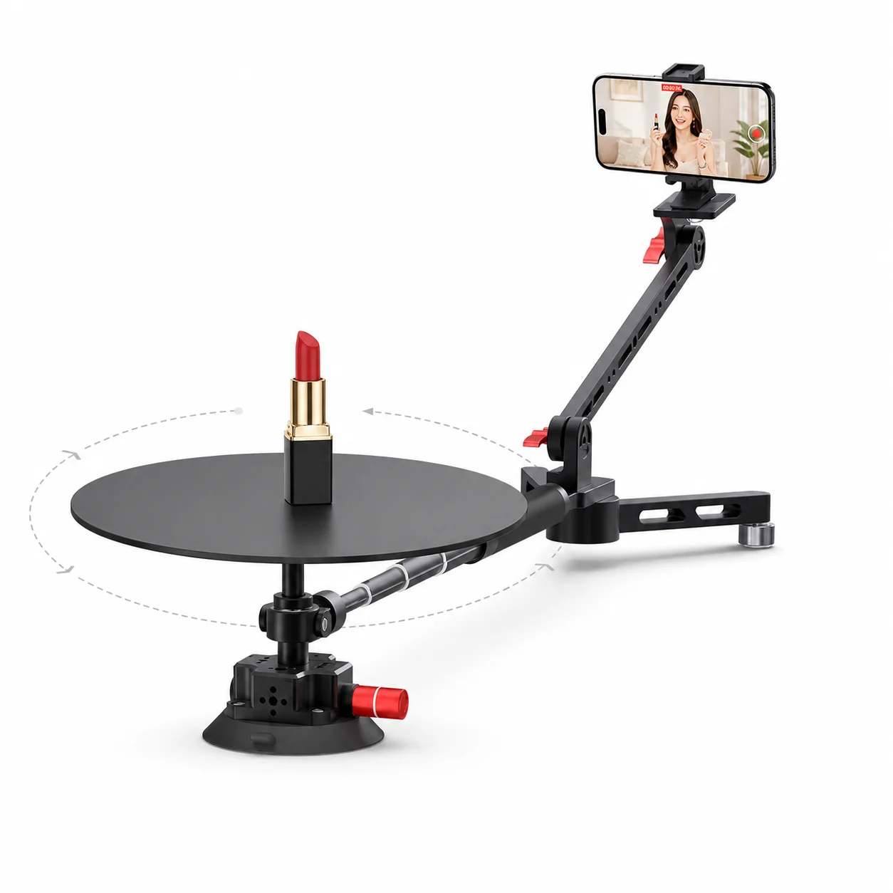 US 360 Degree Rotating Photography Turntable Camera Slider Surround Panoramic Video Booth Platform Manual Spinning Tabletop Camera Rig with Suction Cup Base Extension Arm for Smartphone DSLR Micro Single Camera Product Jewelry Food Photo Studio Shooting