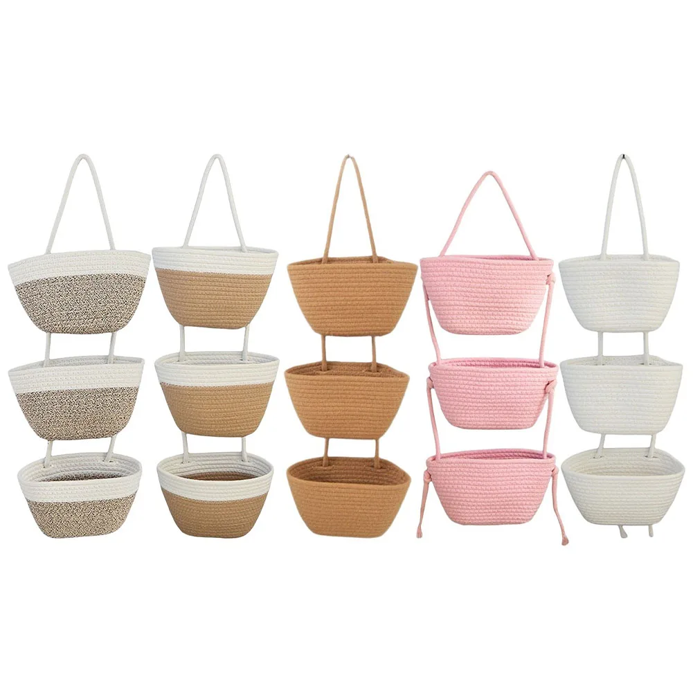 Entryway Storage Bedroom Decor Wall Storage Basket Functional Home Decor Items Wall Hanging White-khaki Maintains Shape
