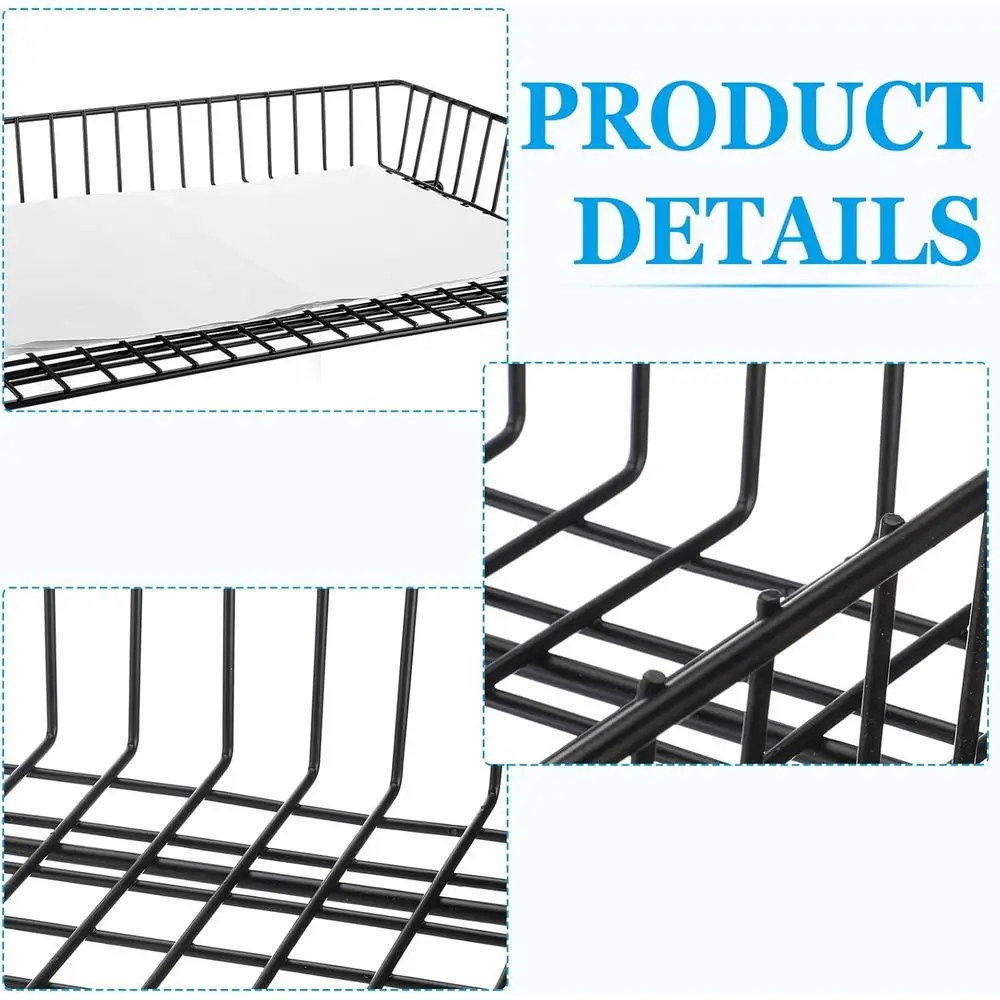 Black 11x17 Inch Metal Desk Organizer with Wire Grid for Office and Home, Ideal for Files and Letters