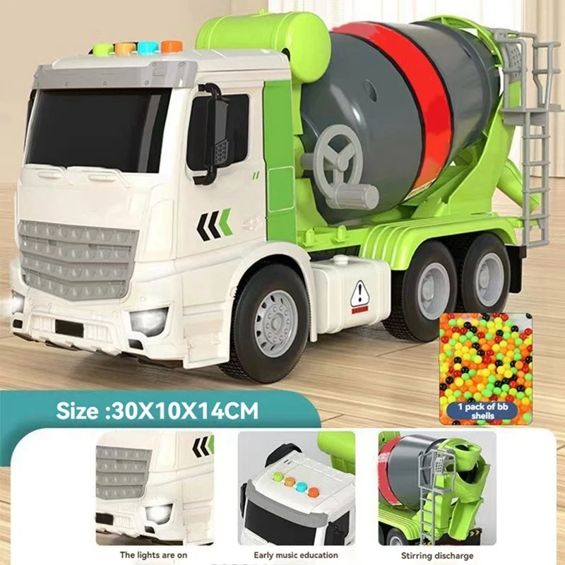 Simulation Engineering Truck Inertial Cement Mixing Discharge Acousto-Optic Concrete Set Toy Car For Kids 2 Years Old