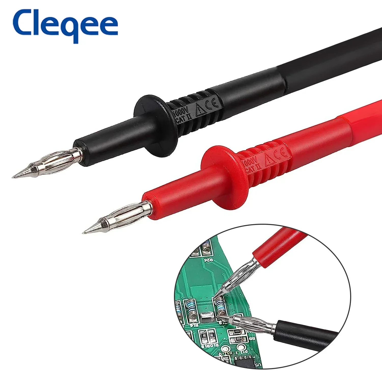 Cleqee P5011 4mm Banana Plug Multimeter Test Probe Tip with 4mm Socket 2 IN 1 IC Testing Tool 1000V 32A