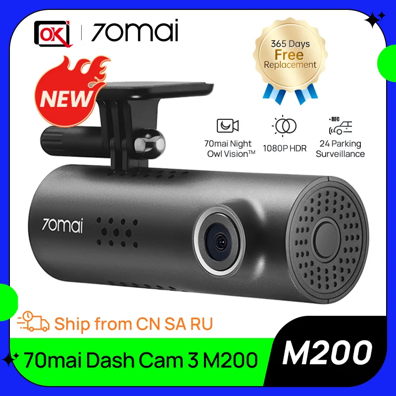 New 70mai Dash Cam 3 M200 Car DVR with English Voice Control Night Vision 24H Parking Mode