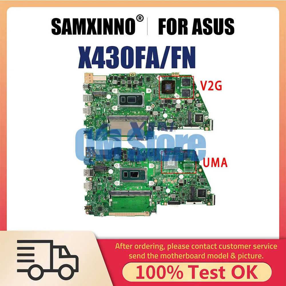 Notebook Mainboard For ASUS X430FA X430F X430FN K430F R430F S430F S4300F Laptop Motherboard i3 i5 i7 8th CPU V2G UMA 4GB 8GB RAM