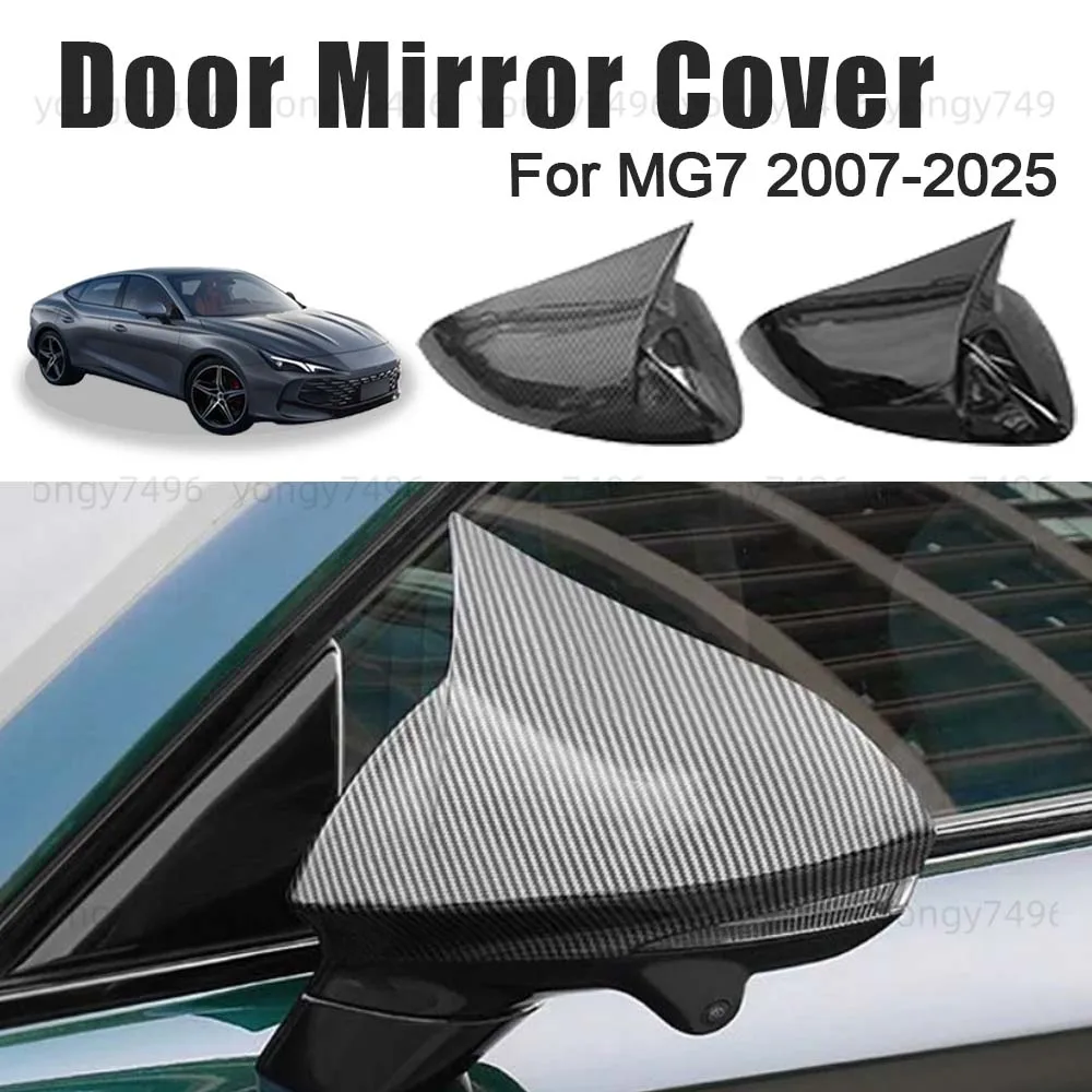 

Car Upgrade Door Mirror Cover For MG 7 2007-2025 Carbon Fiber Glossy Black Car Rearview Accessories Decoration Styling Stickers