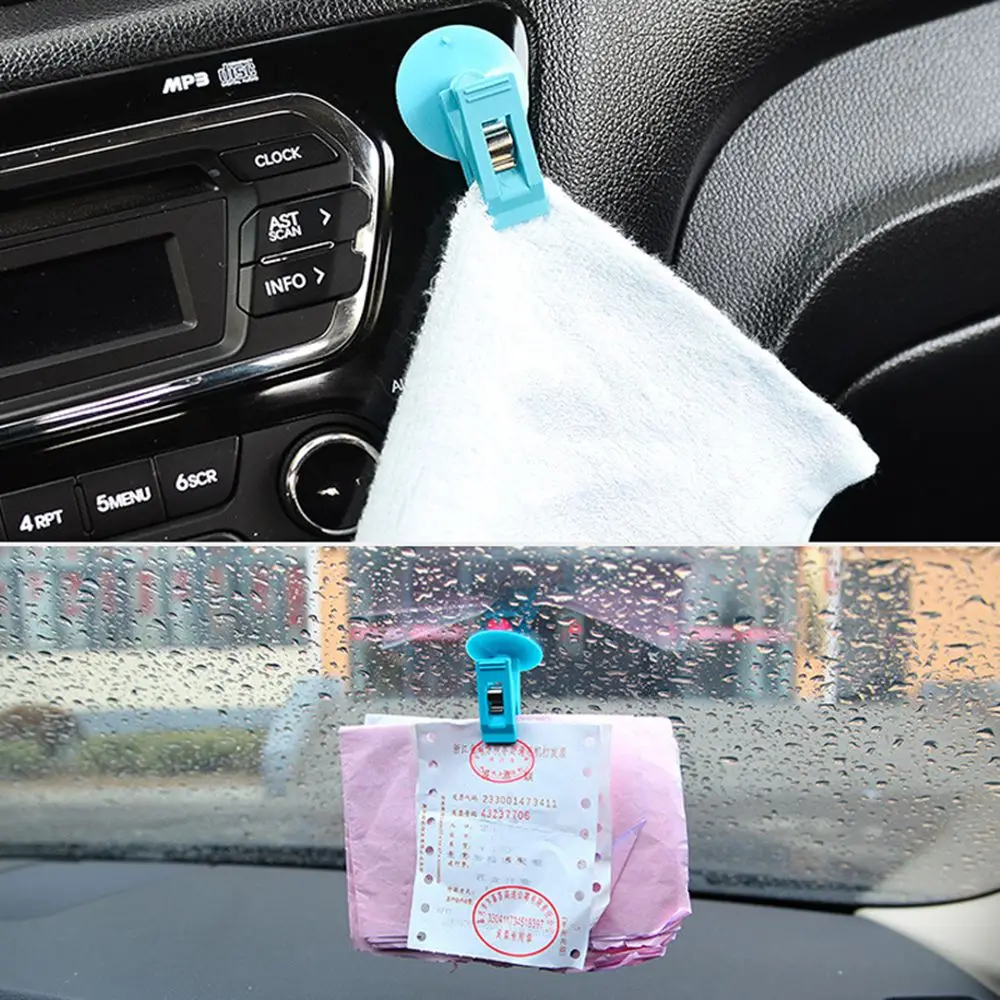 Interior Suction Cup  Plastic  Bill Holder Auto Towel Ticket Fastener  Car Window Mount Suction Clip  Card Clamp