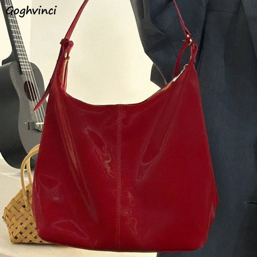 Vintage Red Tote Bags donna Graceful PU Leather High Capacity Underarm Shoulder Office Lady Shopper Multi-function New Ins