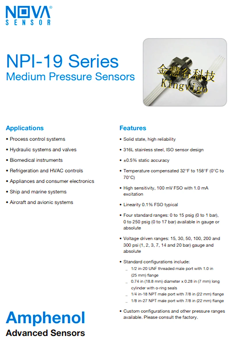 NPI-19A-CZ021GH Pressure sensors