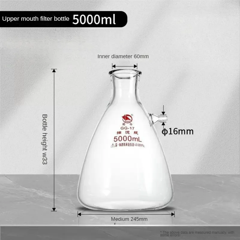 Imagem -02 - Garrafas de Filtro de Sucção de Vidro de Laboratório Acessório de Bicas Superiores Frasco com Braço Lateral Filtração de Laboratório 5l