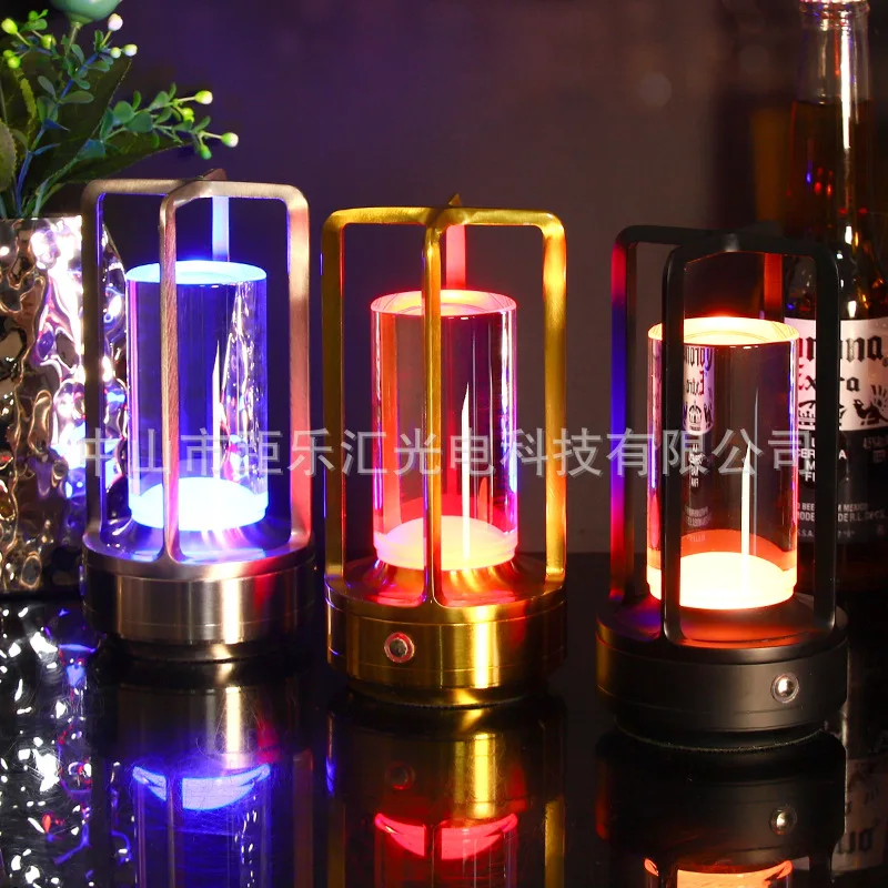 

Vintage creative bedroom bedside lamp bar guest restaurant table lamp outdoor dining table camping atmosphere metal charging des