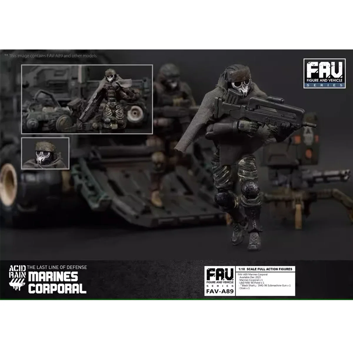 HiPlay TOY ALLIANCE 1/18 Acid Rain World FAV-A89 Figura de ação corporal fuzileiros navais
