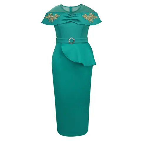 प्लस साइज़ मैक्सी ड्रेस फैशन शॉल स्लीव रफ़ल एज ड्रेस नई स्टाइल इवनिंग पार्टी ड्रेस महिलाओं के लिए ग्रीन मैक्सी ड्रेस 4XL 8 best sales बड़े आकार की शाम की पोशाक - №5