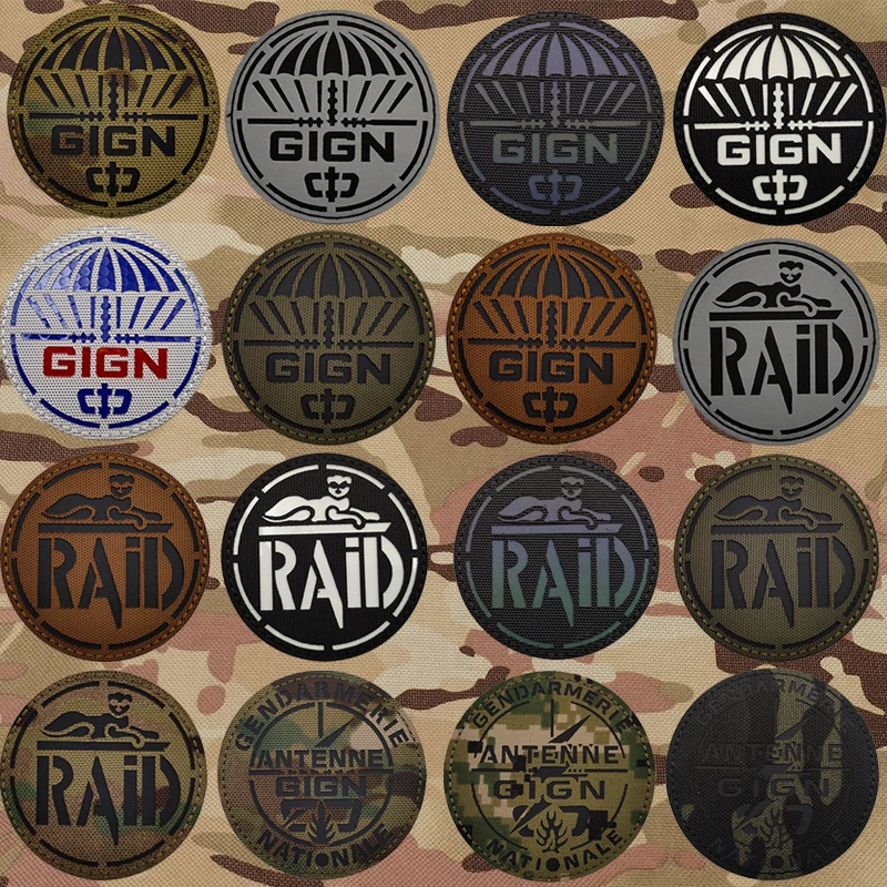 Militare RAID GIGN francia riflettente IR Patch bandiera a forma di scudo della francia Patch per cappello borsa da braccio decorare