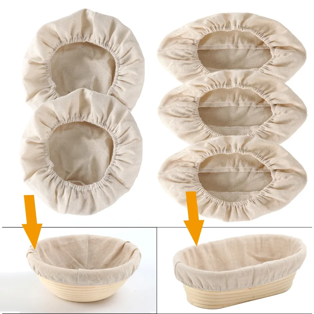 3/6Pcs Bread Basket Liner Cloth Set 10Inch Round Dough Fermentation Cloth Liner Baking Dough Basket Cover DIY Baking Tools