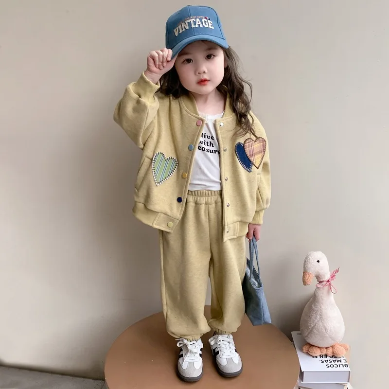 Korean Version Girls' Hoodie Set 2026 New Style Children's Fashion Little Girl Stylish Two-piece Set for Spring and Autumn